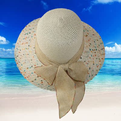 韩版潮盆帽防晒遮阳大檐沿点点海边沙滩折叠夏太阳女学生渔夫草帽