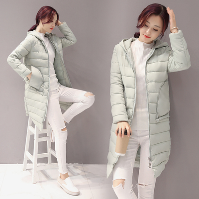 2016冬季新款棉衣女中长款修身韩国学生加厚连帽羽绒棉服