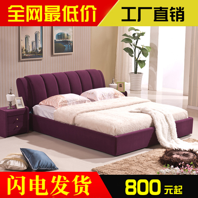 时尚小户型可拆洗软床布艺双人床1.8米 现代简约抽屉储物软包布床