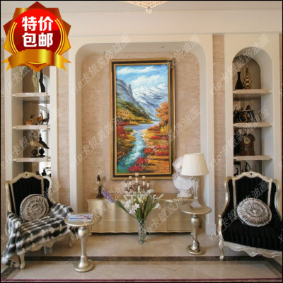 高档竖幅有框装饰画欧式古典山水风景手绘油画约塞米蒂峡谷