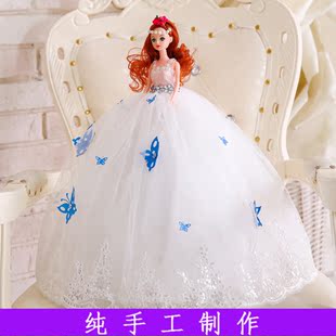 芭比娃娃婚纱新娘创意手工摆件白雪公主礼服女孩儿童生日礼物包邮