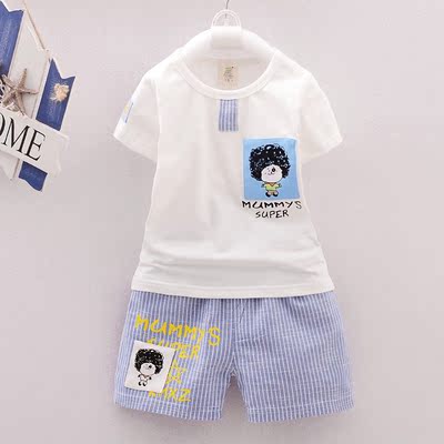 夏季女宝宝韩版男童婴幼儿衣服装幼儿夏装女童短袖裤子T恤套装潮