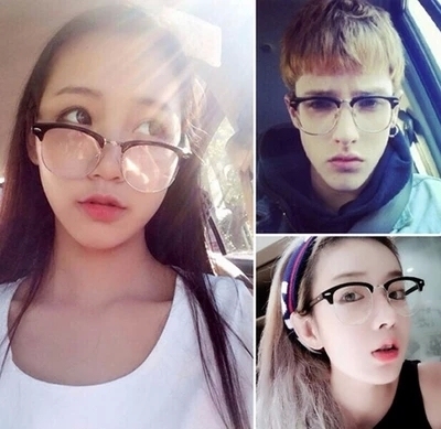 正品韩版复古眼镜男平光镜女半框装饰眼镜架近视眼镜框潮款平面镜