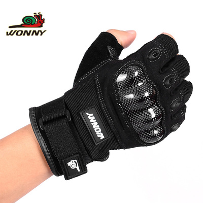 WONNY 战术手套半指男黑鹰格斗特种兵部队训练碳纤防割防滑手套