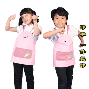 CH02 儿童围裙 韩 版 粉色兔子表演围裙 厨艺 艺术围裙 适合2-7岁