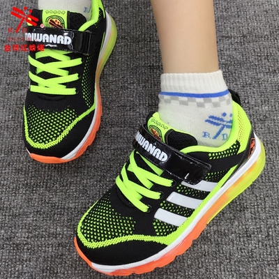 台湾红蜻蜓正品儿童运动鞋2016新款男女童飞织网面学生气垫跑步鞋