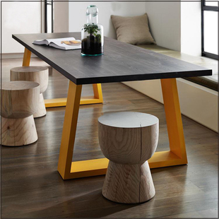 美式实木家具餐椅办公桌铁艺现代咖啡桌会议桌简约现代工业风餐桌