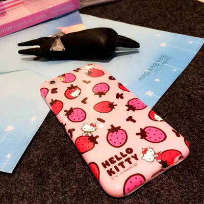凯蒂和草莓iPhone6/plus/6s卡通可爱硅胶KITTY猫软壳全包手机壳