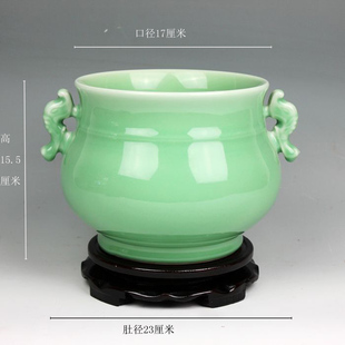 景德镇陶瓷器全手工仿古单色影青釉乾隆绿釉豆青釉花瓶摆件装饰