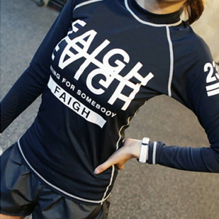 魔女新款2016韩版修身速干运动T恤女式健身衣字母跑步汗衫长袖