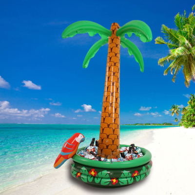 充气椰树充气冰桶椰树冰桶家庭装饰游戏道具家庭摆放带鹦鹉椰树