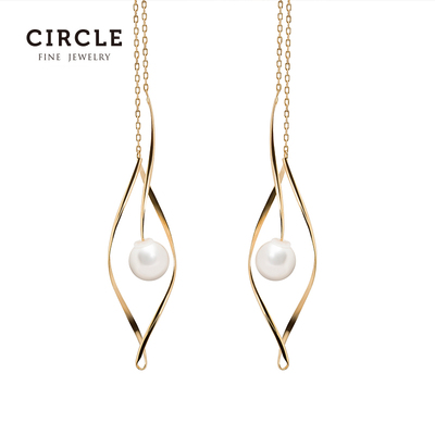 Circle珠宝 18K黄金淡水珍珠长款耳环【设计师款·眼泪】