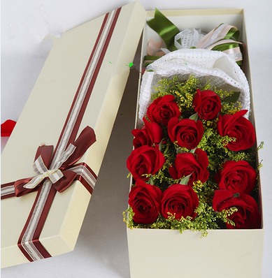 11支红玫瑰超值礼盒装鲜花礼盒情人求爱送花长沙同城鲜花速递送达
