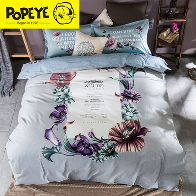 popeye大力水手 纯棉春夏季简约花卉四件套床单被套多件套