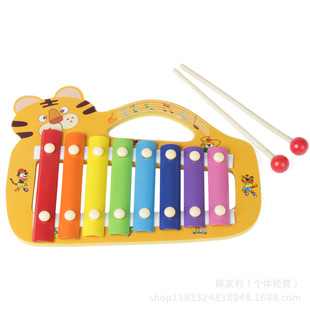 亲子益智早教启蒙音乐教具木制儿童动物手提八音手敲琴玩具批发
