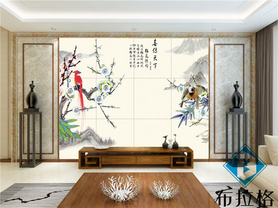 中式客厅佛山瓷砖 电视背景墙砖仿古砖陶瓷影视墙 喜传天下