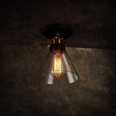美式乡村loft创意小型玻璃吸顶灯 过道灯门厅灯荷叶花形玄关灯饰