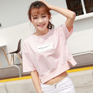2016夏季新款短袖女衣上韩版学生闺蜜姐妹装t恤女装短款打底衫潮