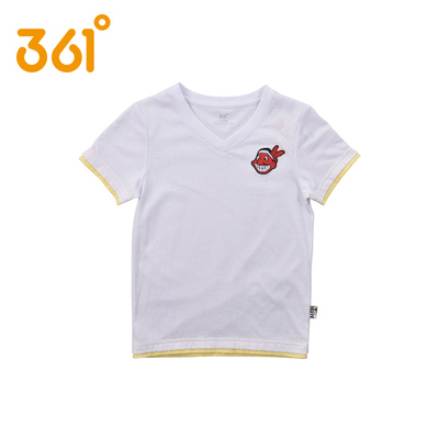 361度正品2015夏季新款童装男童帅帅童装儿童短袖T恤V领假两件