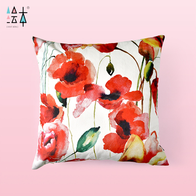绘本 花容花卉系列抱枕沙发靠垫中式创意布艺水彩靠枕家居靠包ins