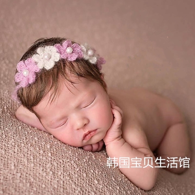 2016韩版夏季甜美花仙子女宝宝珍珠发带新生儿满月百天照婴儿发箍