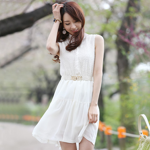 韩版夏季女装新款吊带背心打底裙子显瘦两件套修身短袖碎花连衣裙