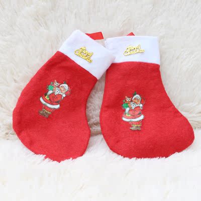 圣诞老人袜子圣诞小礼品礼物袋开口圣诞小袜无纺布圣诞袜装饰品