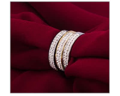 时尚韩版指环镶锆石钛钢满钻戒指尾戒情人节礼物送女友包邮