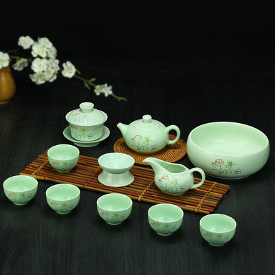 陶瓷干泡盘日式简约茶海整套功夫茶具龙泉青瓷泡茶杯花茶绿茶茶具