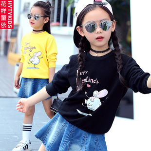 女童卫衣2016秋季新款韩版中大童长袖打底衫儿童套头圆领T恤童装
