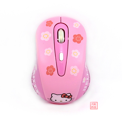 无线鼠标可爱女生粉色 KT猫无声卡通个性usb按键静音舒适电脑通用