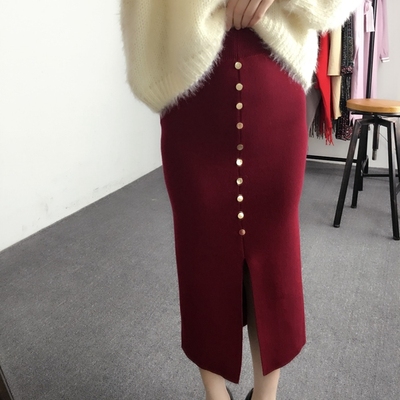 冬季女装韩国单性感时尚高腰修身显瘦包臀裙针织裙中长裙半身裙