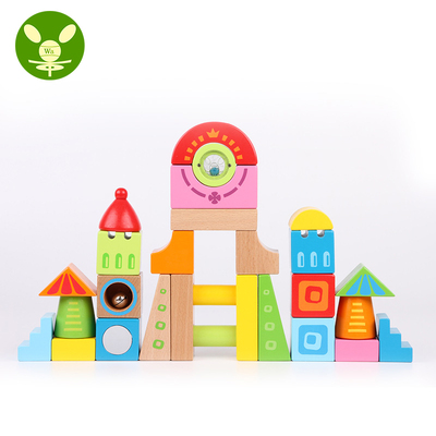 金灵 28块创意积木玩具木制 启蒙积木木制 儿童早教 益智智力玩具