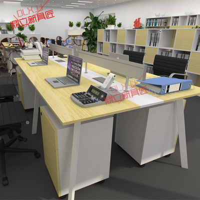 简约现代办公桌家具 职员办公桌2/4/6人员工位 创意屏风办公桌椅