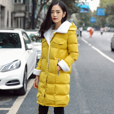 冬季新款羽绒棉服女2016韩版加厚中长款羊羔毛棉袄修身棉衣外套潮