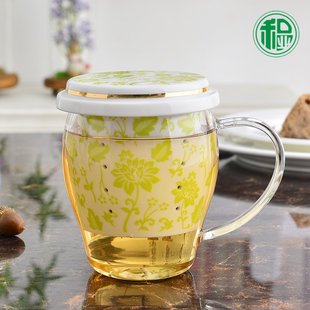 耐热玻璃花茶杯韩式创意茶杯新款玻璃陶瓷花茶杯 套装茶杯水杯