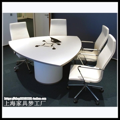 2016新款现代简约个性创意白色烤漆书桌办公桌三人会议桌 定制