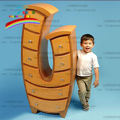 七彩精灵美式欧式简约时尚儿童柜创意儿童家具收纳柜抽屉柜 斗柜