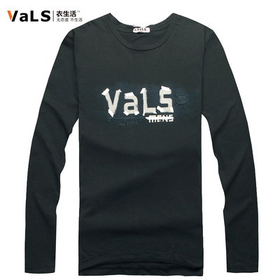 2014秋装新款 VaLS 品牌logo印花长袖T恤 品质纯棉 男 长T 圆领