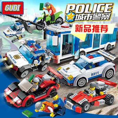 兼容乐高城市系列 古迪拼装积木警察局飞机汽车儿童益智男孩玩具