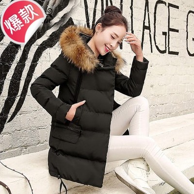2016冬装新款韩版保暖棉衣女中长款修身加厚连帽棉衣外套大码女装