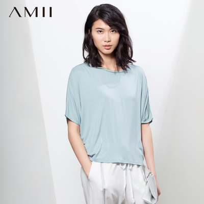 AMII旗舰店2015夏装新款大码女装打底衫蝙蝠袖T恤上衣韩范短袖