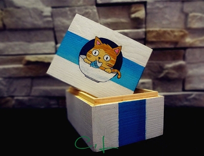 CLWork原创小木盒手绘木盒收纳盒 首饰盒 复古盒子小木箱创意盒子