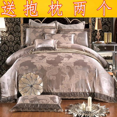 高档蚕丝棉真丝提花被套蕾丝全纯棉欧式床单四4件套床品 特价正品