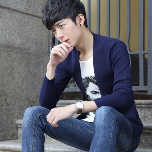男装秋季新款男士假两件毛线衣青少年长袖T恤韩版潮男学生针织衫
