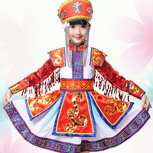 2016少儿演出服儿童民族表演服蒙族女童舞蹈服藏族服幼儿蒙古服装