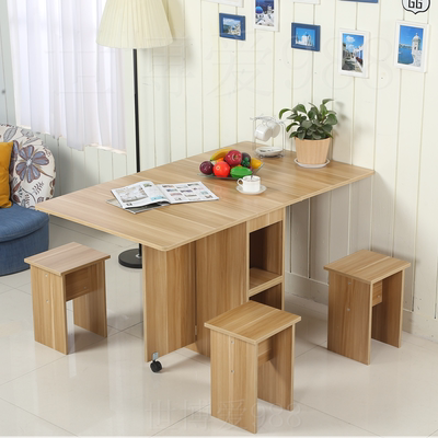 新品现代简约小户型折叠餐桌一桌四凳可伸缩折叠简易餐桌组合