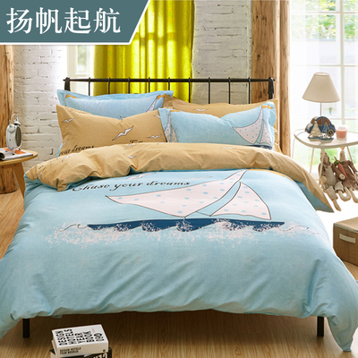 韩式卡通AB版家纺四件套双人床1.5m1.8m2.0m斜纹磨毛加厚床上用品