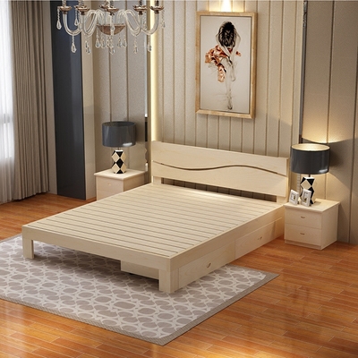 包邮简易实木床双人床1.5米1.8米经济型松木儿童单人床1.2米木床