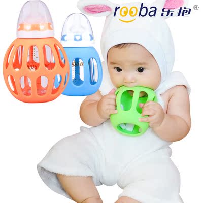 防摔防烫防爆防胀气宽口径硅胶保护套婴儿新生儿玻璃奶瓶宝宝用品